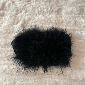 Peppermayo black feather crop top